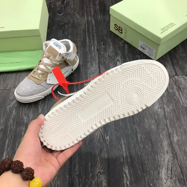 Off-White 米灰工业带层叠麂皮生活休闲鞋 2