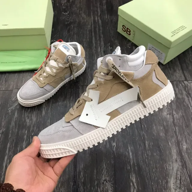 Off-White 米灰工业带层叠麂皮生活休闲鞋 3