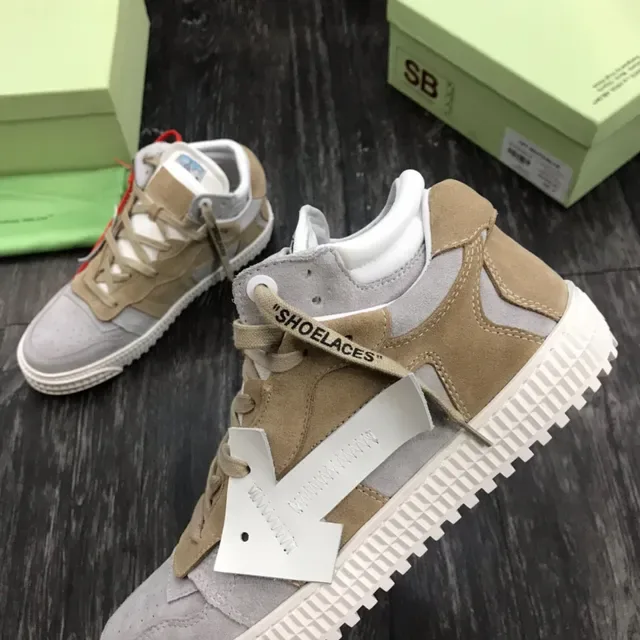 Off-White 米灰工业带层叠麂皮生活休闲鞋 5
