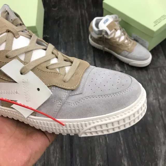 Off-White 米灰工业带层叠麂皮生活休闲鞋 6