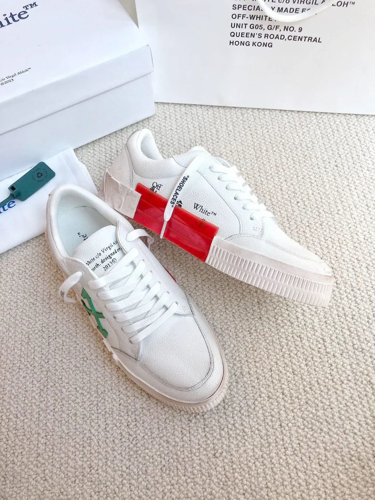 Off-White বেজ গ্রিন লো-টপ শিল্পীয় অনুপ্রাণিত জীবনধারা স্নিকার 6