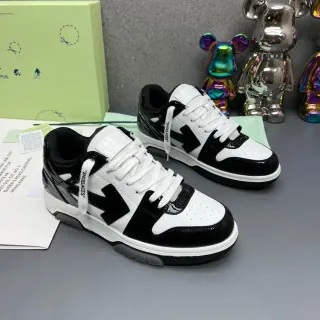 Off-White Black Diagonal Arrow Logo Patent Leather Overlays Lifestyle Sneakers