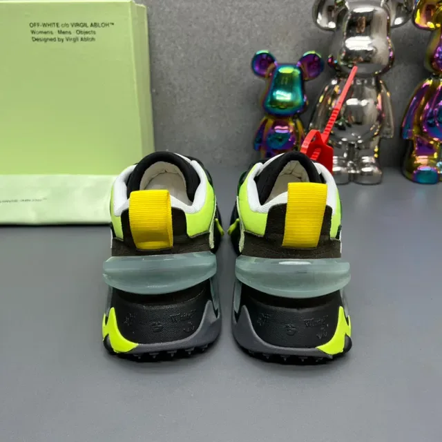 Off-White Noir Vert Malla Layered et Suède Motif Flèche Diagonale Chunky Sneakers 4
