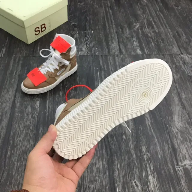 Off-White 棕米色 高帮 混合材质 生活方式运动鞋 2