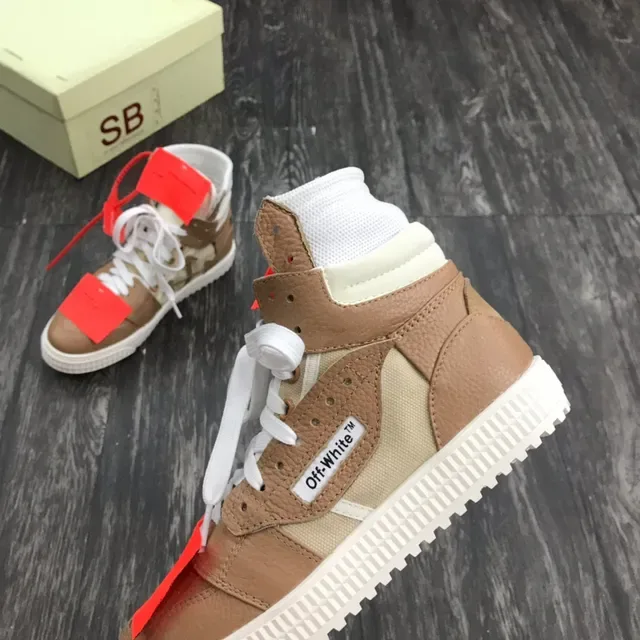 Off-White 棕米色 高帮 混合材质 生活方式运动鞋 3