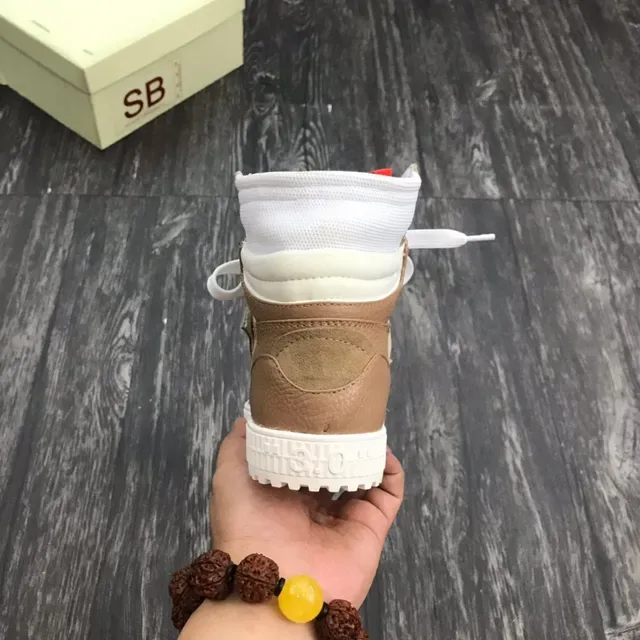 Off-White 棕米色 高帮 混合材质 生活方式运动鞋 4