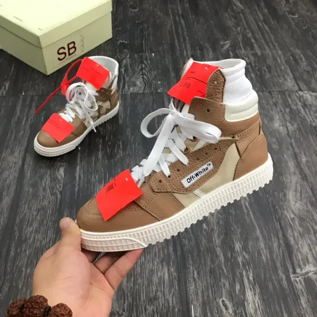 Off-White 棕米色 高帮 混合材质 生活方式运动鞋 5