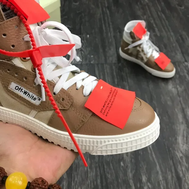 Off-White 棕米色 高帮 混合材质 生活方式运动鞋 6