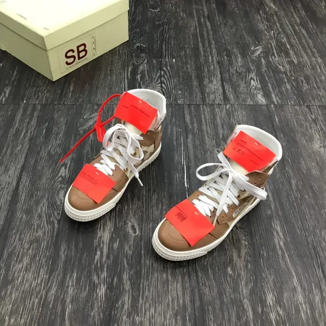 Off-White 棕米色 高帮 混合材质 生活方式运动鞋 8