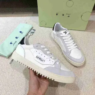Off-White Fund Gray Low-Top Panelled Suede-Leather Construction Lifestyle Sneakers
