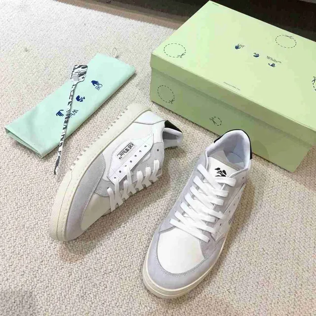 Off-White Fund Gray Baskets Lifestyle à Construction Suédé-Cuir Panelées à Collet Bas 4