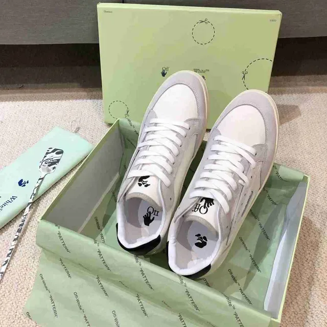 Off-White Fund Gray Baskets Lifestyle à Construction Suédé-Cuir Panelées à Collet Bas 7