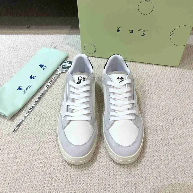Off-White Fund Gray Baskets Lifestyle à Construction Suédé-Cuir Panelées à Collet Bas 8