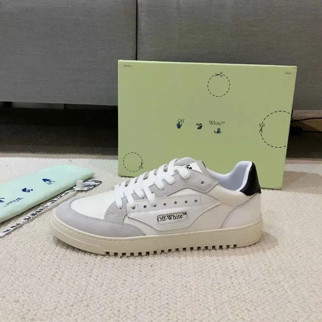 Off-White Fund Gray Baskets Lifestyle à Construction Suédé-Cuir Panelées à Collet Bas 9