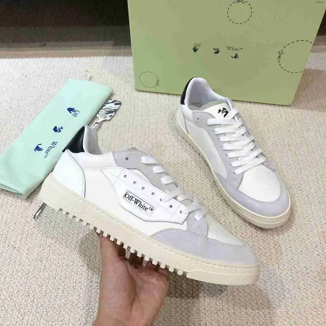 Off-White Fund Gray Baskets Lifestyle à Construction Suédé-Cuir Panelées à Collet Bas 10