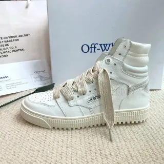 Off-White High-Top Lifestyle Sneaker Beige Perforated Toe Lifestyle Sneakers