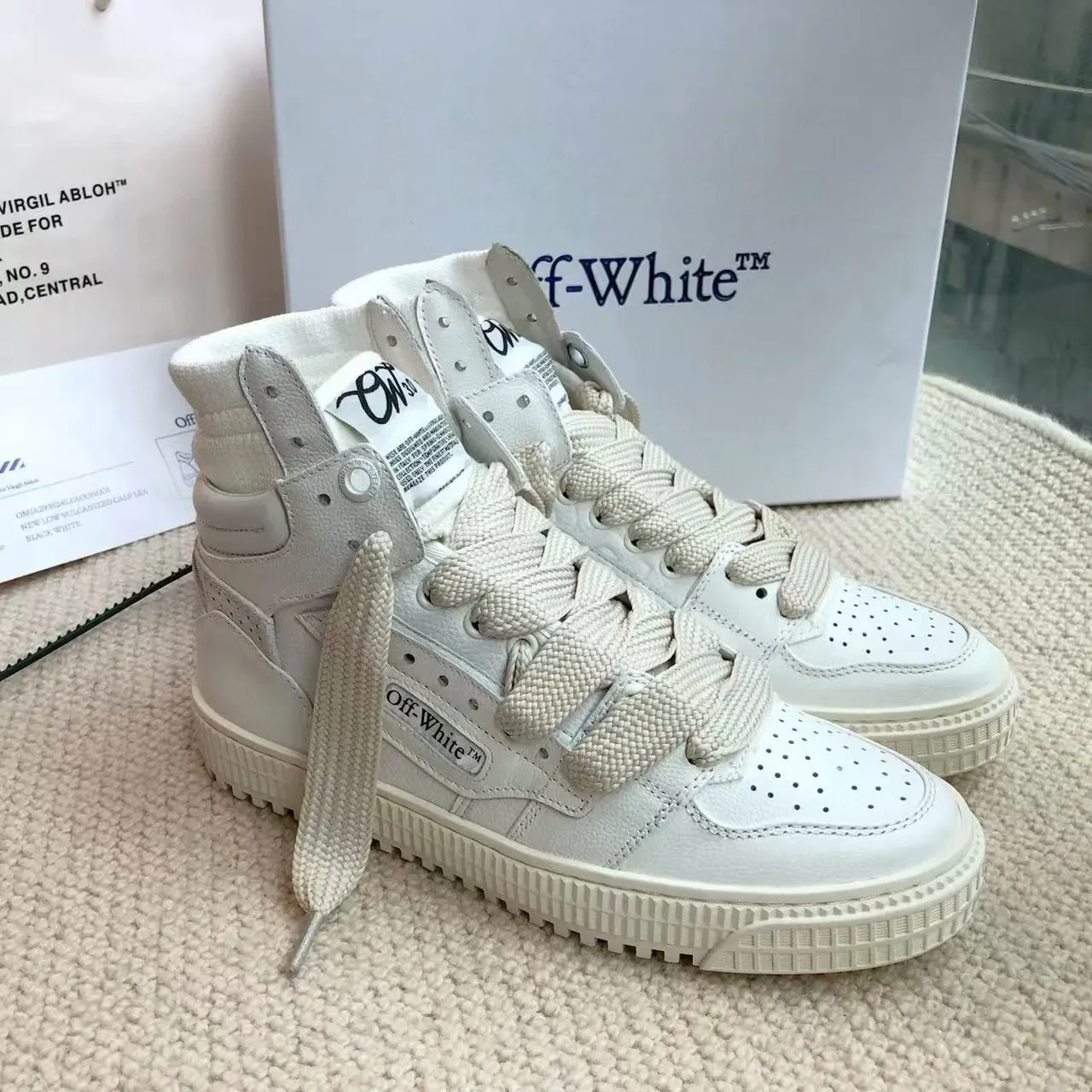 Off-White Zapatilla Lifestyle de Alta Puntera Perforada Beige Zapatillas Lifestyle 4