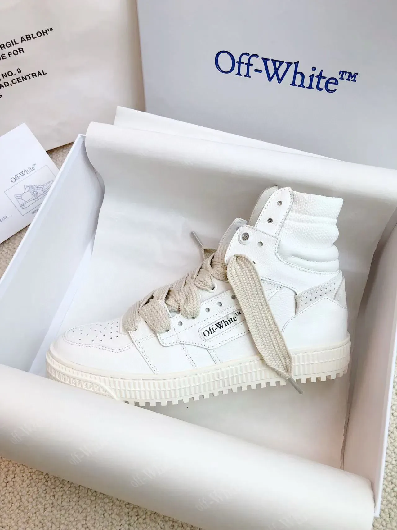 Off-White Zapatilla Lifestyle de Alta Puntera Perforada Beige Zapatillas Lifestyle 8