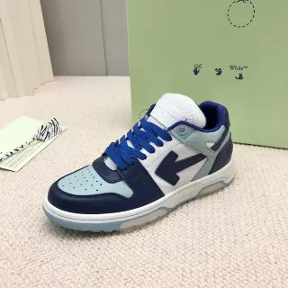 Off-White Navy Layered Panel Construction Perforated Toe Cap Lifestyle Sneakers