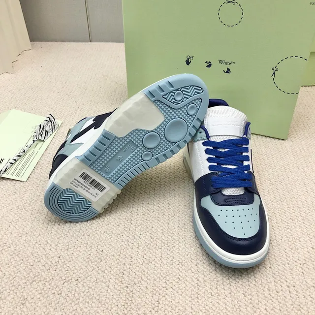 Off-White Navy Layered Panel Construction Perforated Toe Cap Lifestyle Sneakers 2