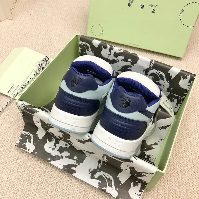 Off-White Navy Layered Panel Construction Perforated Toe Cap Lifestyle Sneakers 3