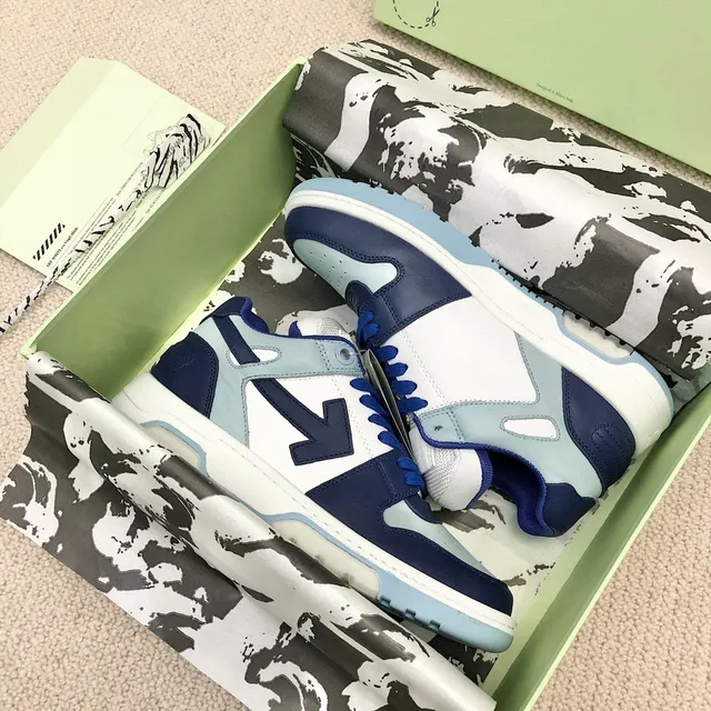 Off-White Navy Layered Panel Construction Perforated Toe Cap Lifestyle Sneakers 9