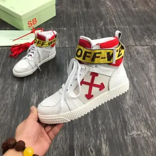 Off-White Red High-Top Industrial Strap Lifestyle Sneakers