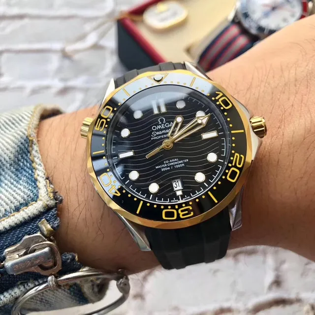 Omega Seamaster Professionnel Cadran Noir Gold-Tone Mechanical Montre 7