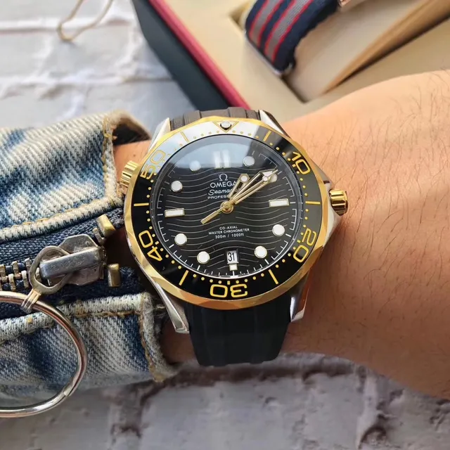 Omega Seamaster Professionnel Cadran Noir Gold-Tone Mechanical Montre 9