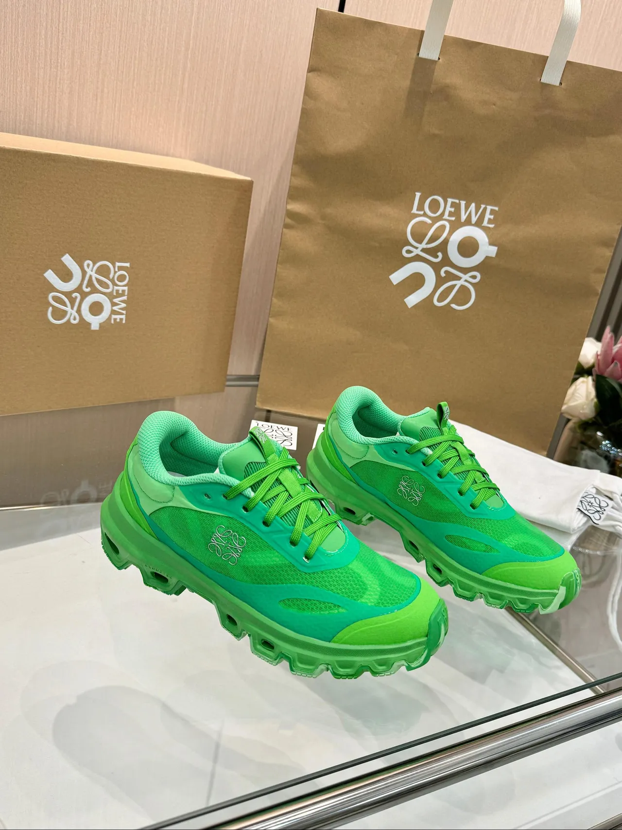 On Cloudmonster Vibrant Green Chunky Sneakers 7