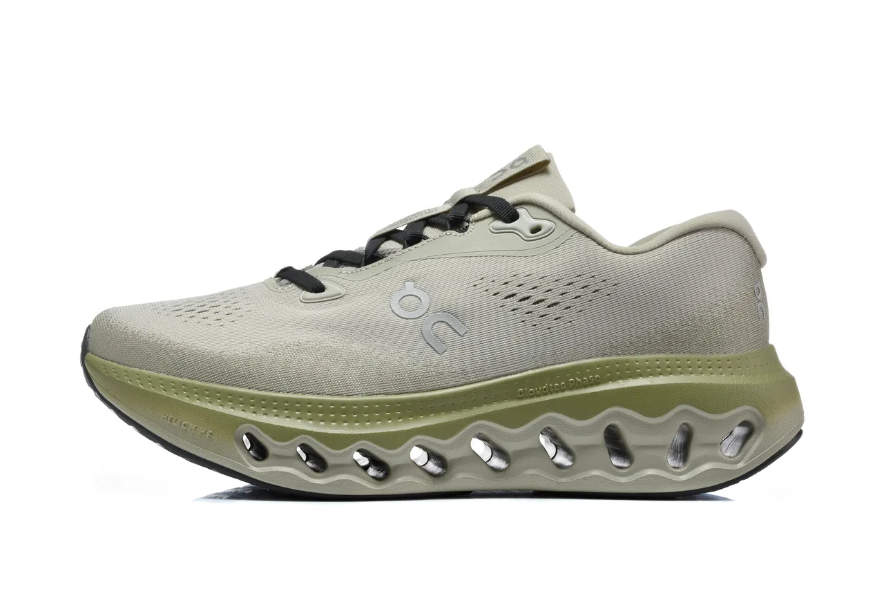 On Cloudsurfer 3 Gris claro Verde Ejército Zapatillas running 4