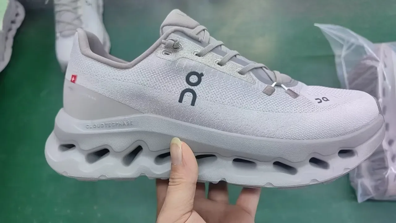 On Gray Beige Knit Upper Sculpted Midsole Lifestyle Sneakers 10