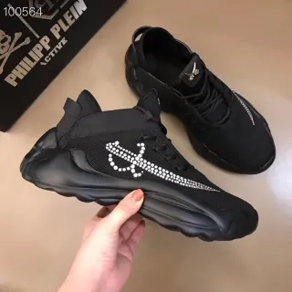 Philipp Plein Active काला क्रिस्टल स्वॉर्ड लोगो चंकी स्नीकर