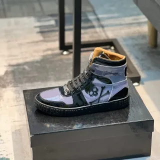 Philipp Plein Black Purple High-Top Patent Leather Lifestyle Sneakers