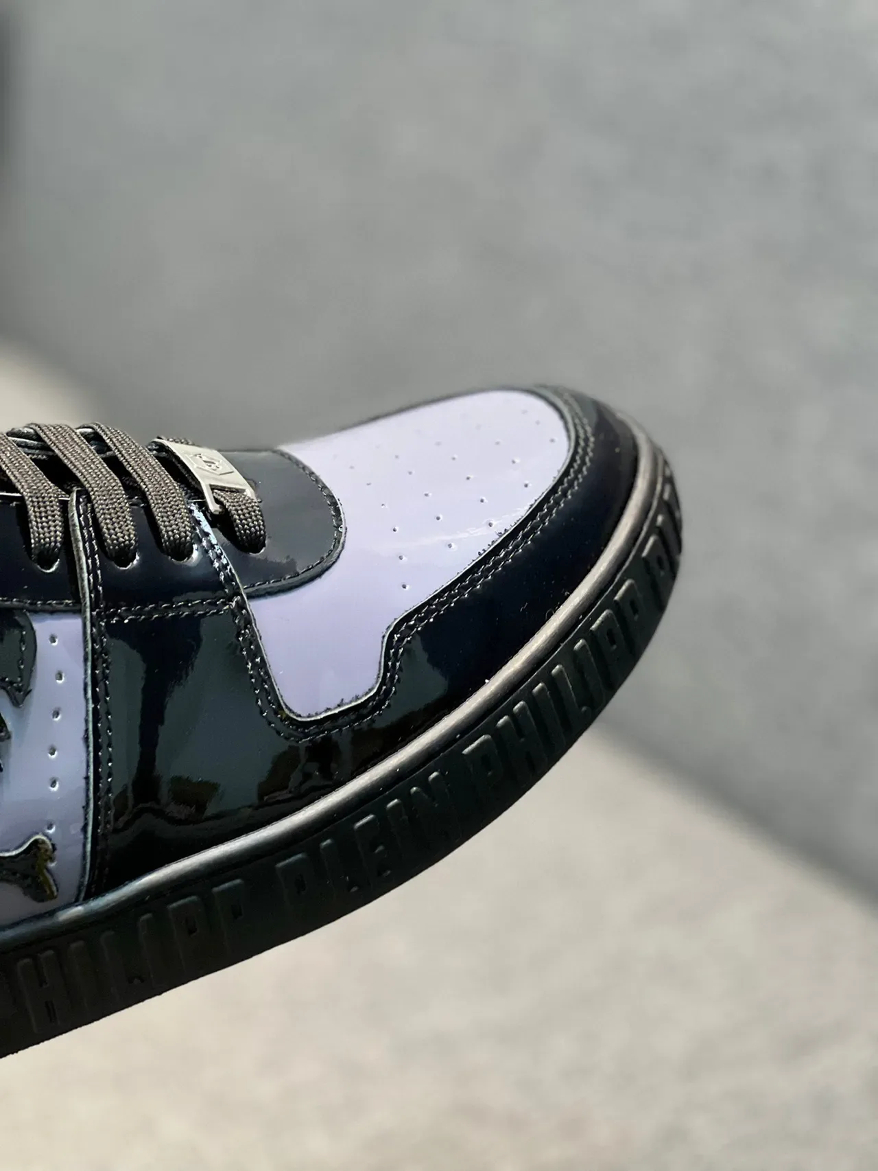 Philipp Plein Black Purple High-Top Patent Leather Lifestyle Sneakers 3