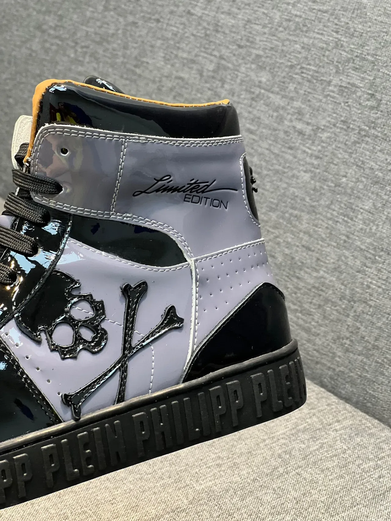 Philipp Plein Black Purple High-Top Patent Leather Lifestyle Sneakers 8