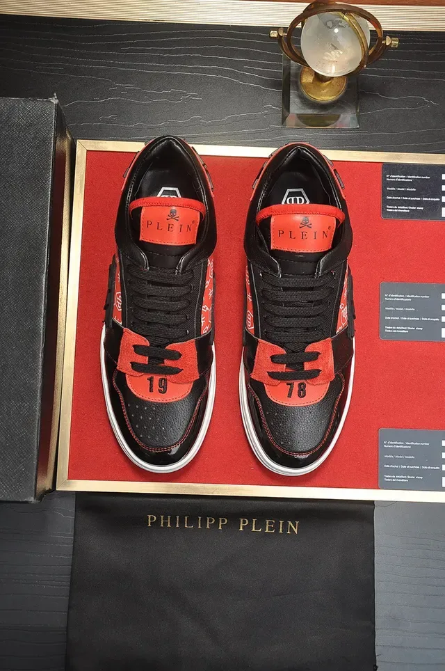 Philipp Plein Black Red Upper de material mixto puntera patent glossy zapatillas lifestyle 9