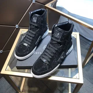 Philipp Plein Black White High-Top Crystal-Embellished Lifestyle Sneakers