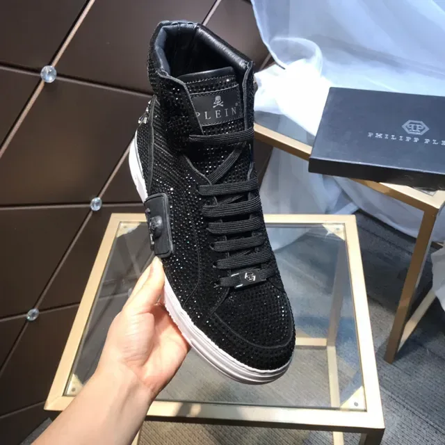Philipp Plein Black White High-Top Crystal-Embellished Lifestyle Sneakers 2