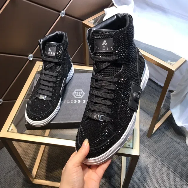 Philipp Plein Black White High-Top Crystal-Embellished Lifestyle Sneakers 3