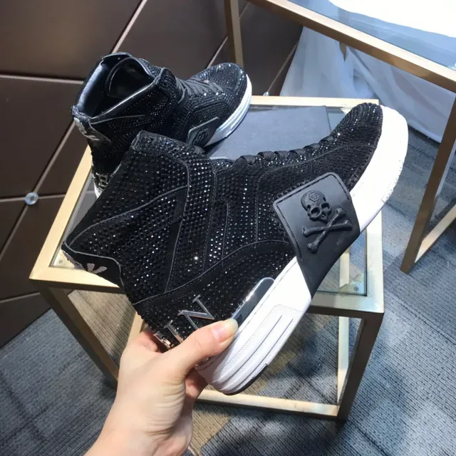 Philipp Plein Black White High-Top Crystal-Embellished Lifestyle Sneakers 4