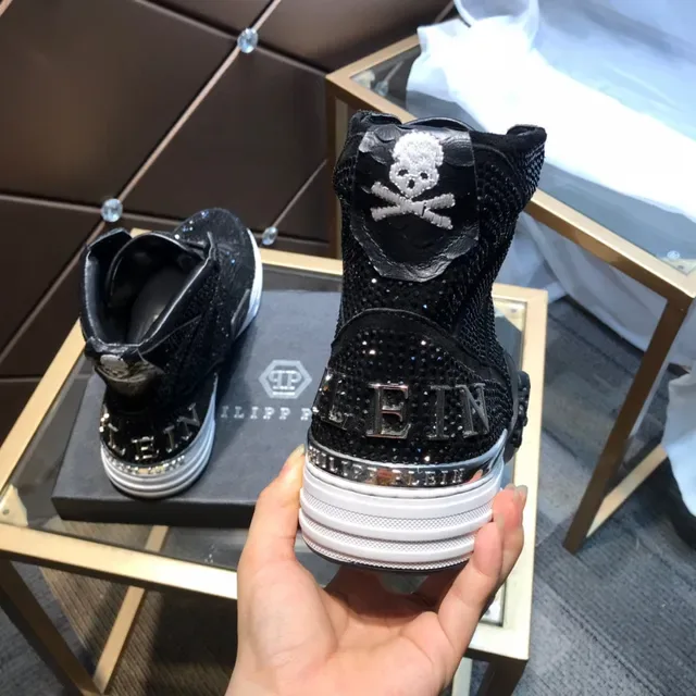 Philipp Plein Black White High-Top Crystal-Embellished Lifestyle Sneakers 6