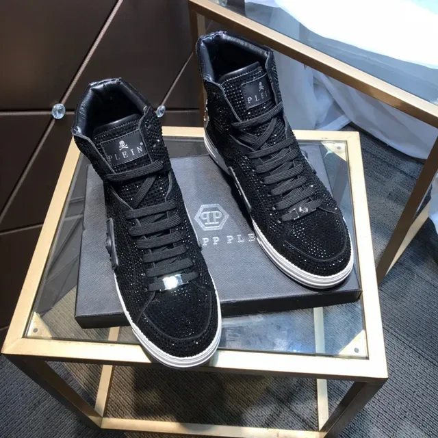Philipp Plein Black White High-Top Crystal-Embellished Lifestyle Sneakers 7