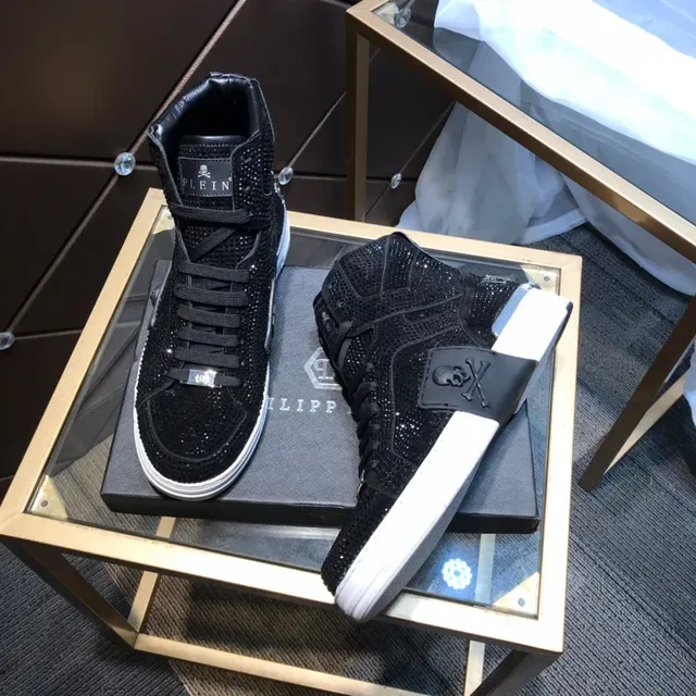 Philipp Plein Black White High-Top Crystal-Embellished Lifestyle Sneakers 8