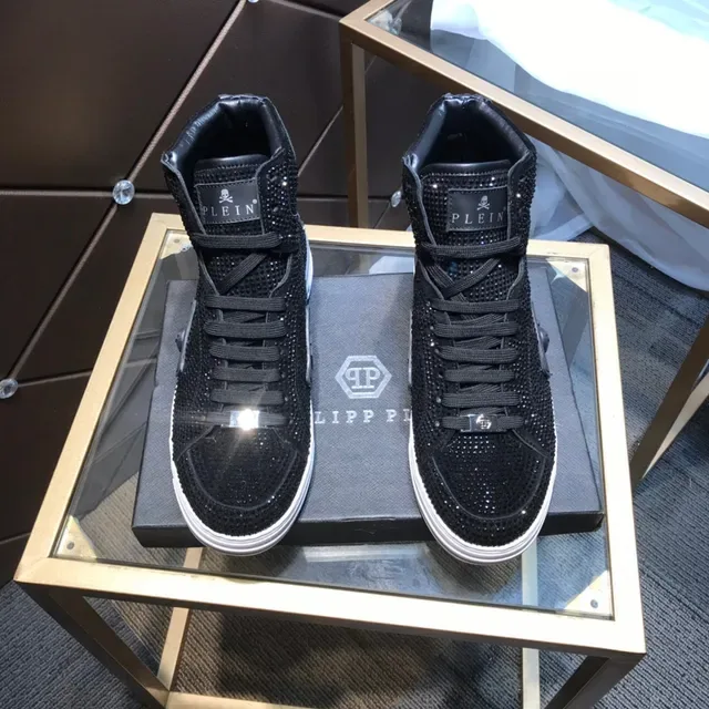 Philipp Plein Black White High-Top Crystal-Embellished Lifestyle Sneakers 9