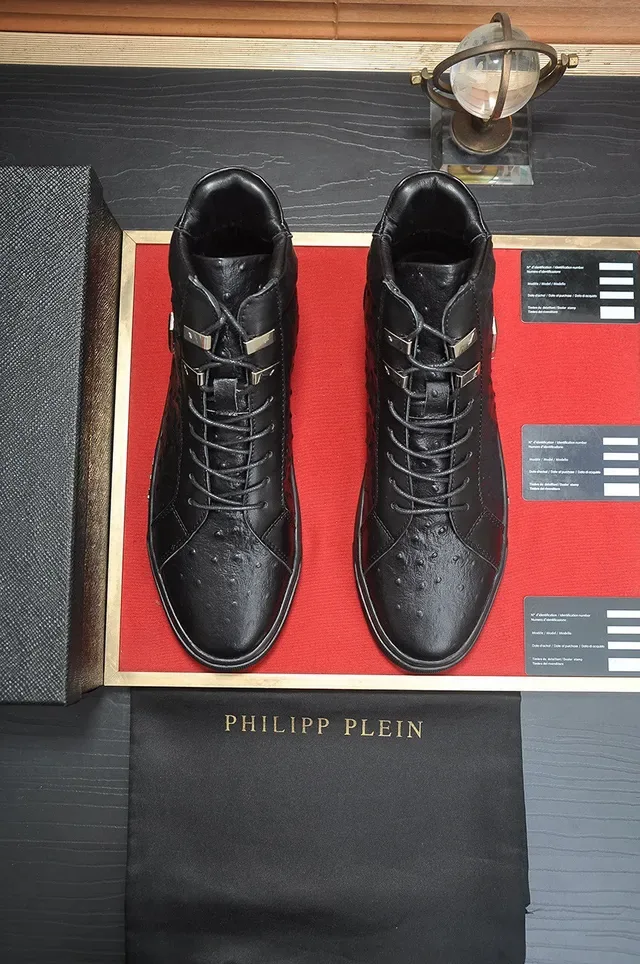 Philipp Plein Zapatillas Lifestyle de Cuero Texturizado de Avestruz de Alto Tobillo 3