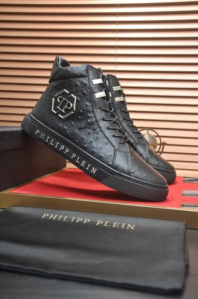 Philipp Plein Zapatillas Lifestyle de Cuero Texturizado de Avestruz de Alto Tobillo 4