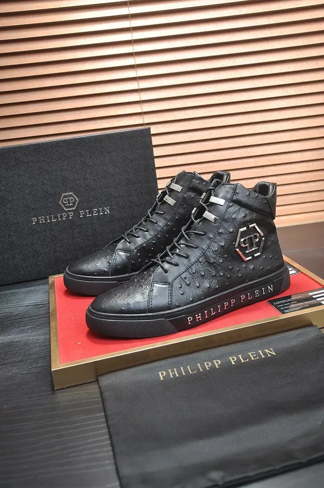 Philipp Plein Zapatillas Lifestyle de Cuero Texturizado de Avestruz de Alto Tobillo 5