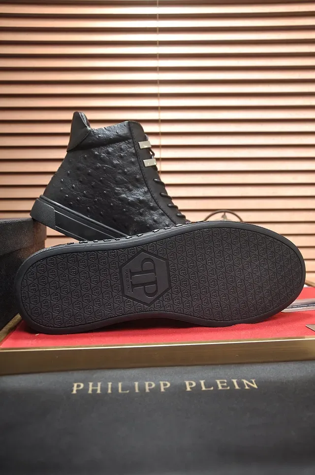 Philipp Plein Zapatillas Lifestyle de Cuero Texturizado de Avestruz de Alto Tobillo 7