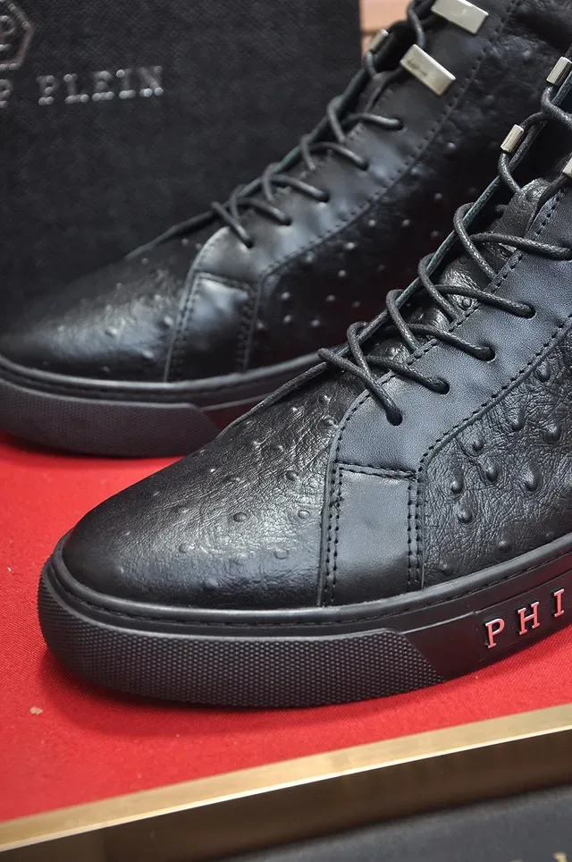 Philipp Plein Zapatillas Lifestyle de Cuero Texturizado de Avestruz de Alto Tobillo 8